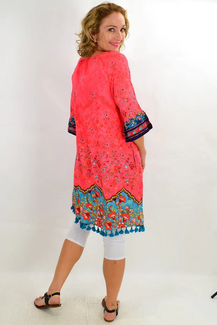 Cheryl - Three Quarter Sleeve Tunic Dress Elegant Style