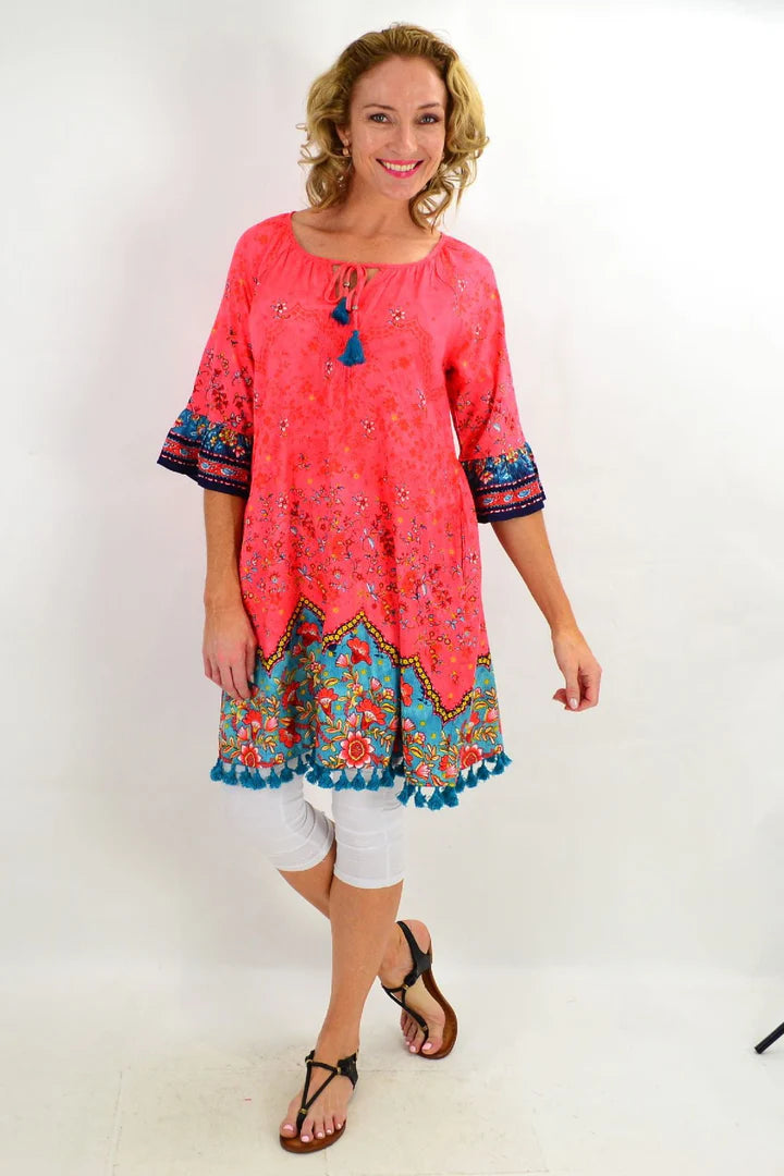 Cheryl - Three Quarter Sleeve Tunic Dress Elegant Style
