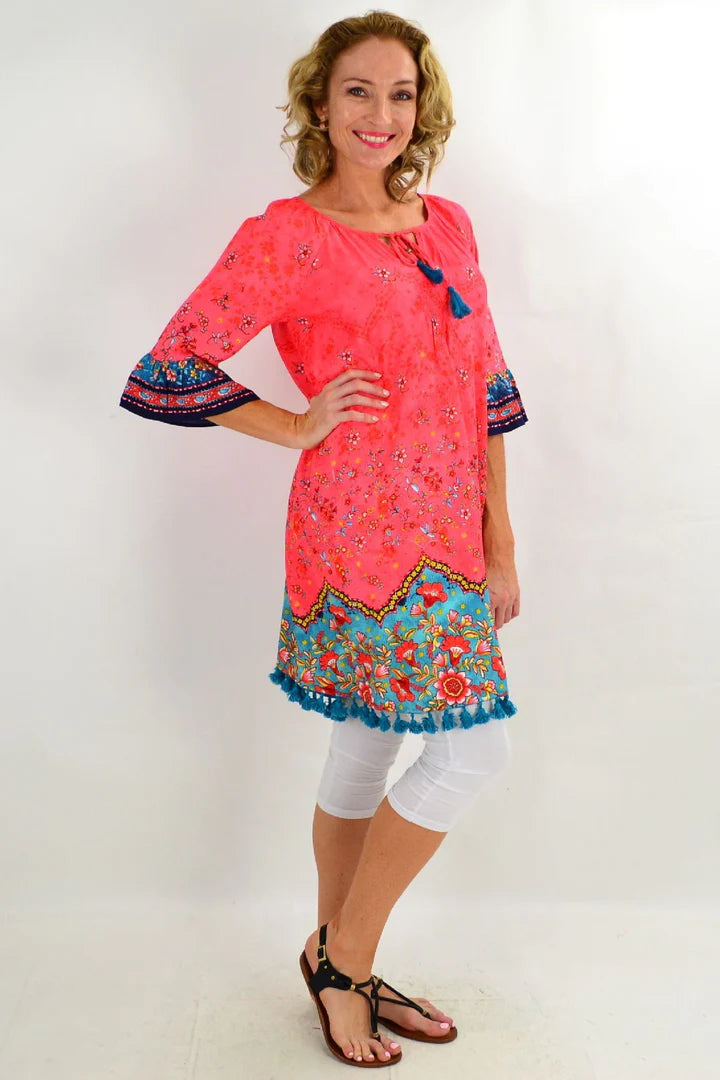 Cheryl - Three Quarter Sleeve Tunic Dress Elegant Style