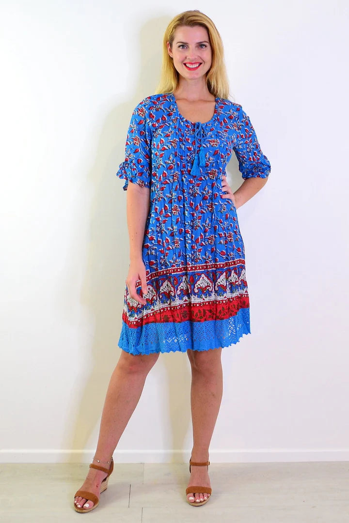 Charlotte - Red Blue Boho Tunic Dress Style