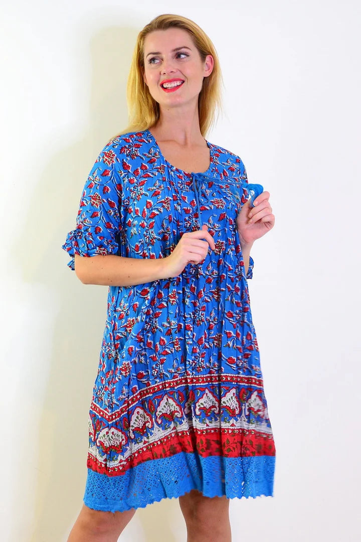 Charlotte - Red Blue Boho Tunic Dress Style