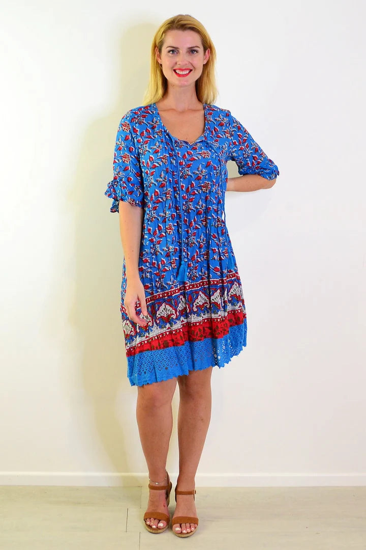 Charlotte - Red Blue Boho Tunic Dress Style