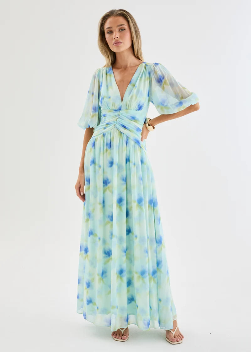 Emma - Ocean Flora Elegant Women’s Maxi Dress