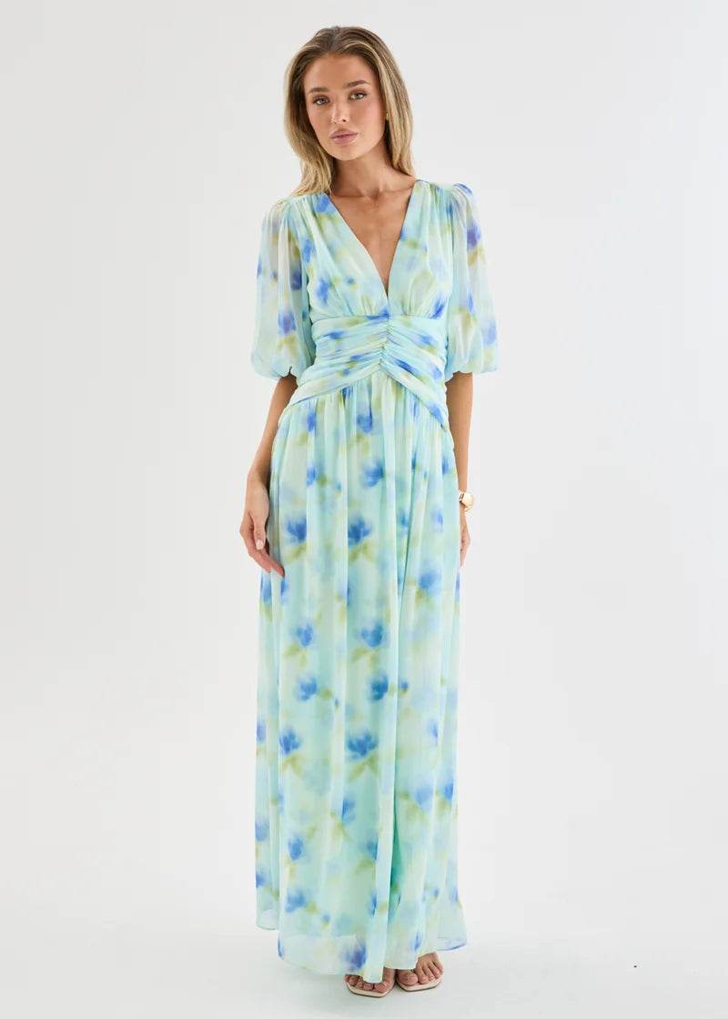 Emma - Ocean Flora Elegant Women’s Maxi Dress