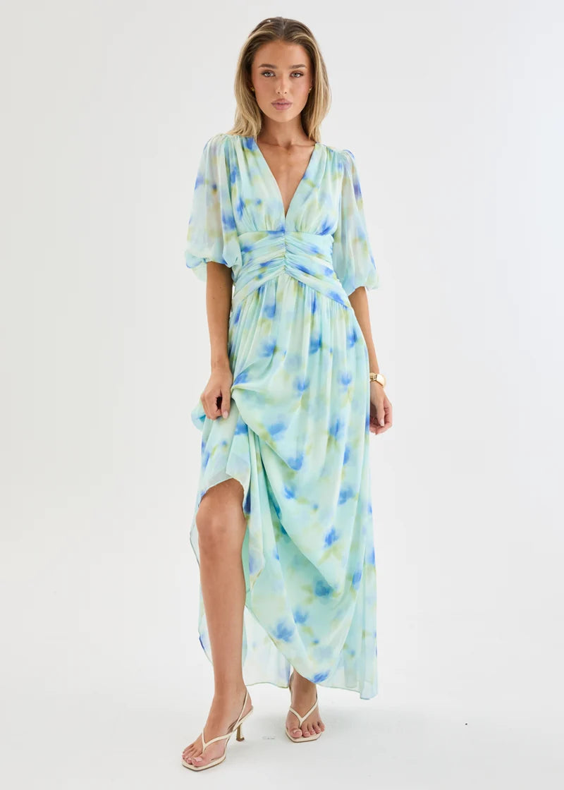 Emma - Ocean Flora Elegant Women’s Maxi Dress