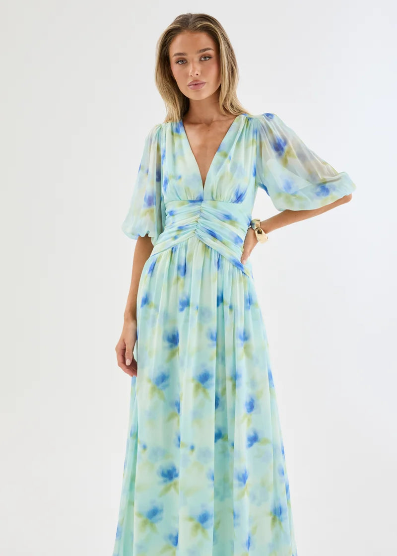 Emma - Ocean Flora Elegant Women’s Maxi Dress