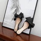 Kylie - Pointed Toe Bow Slide Flat Sandals
