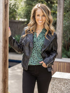 Autumn - Green Leopard Print Casual Shirt
