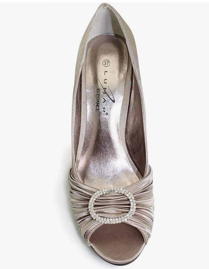 Audrey - Champagne Diamanté Elegant Occasion Shoe Women
