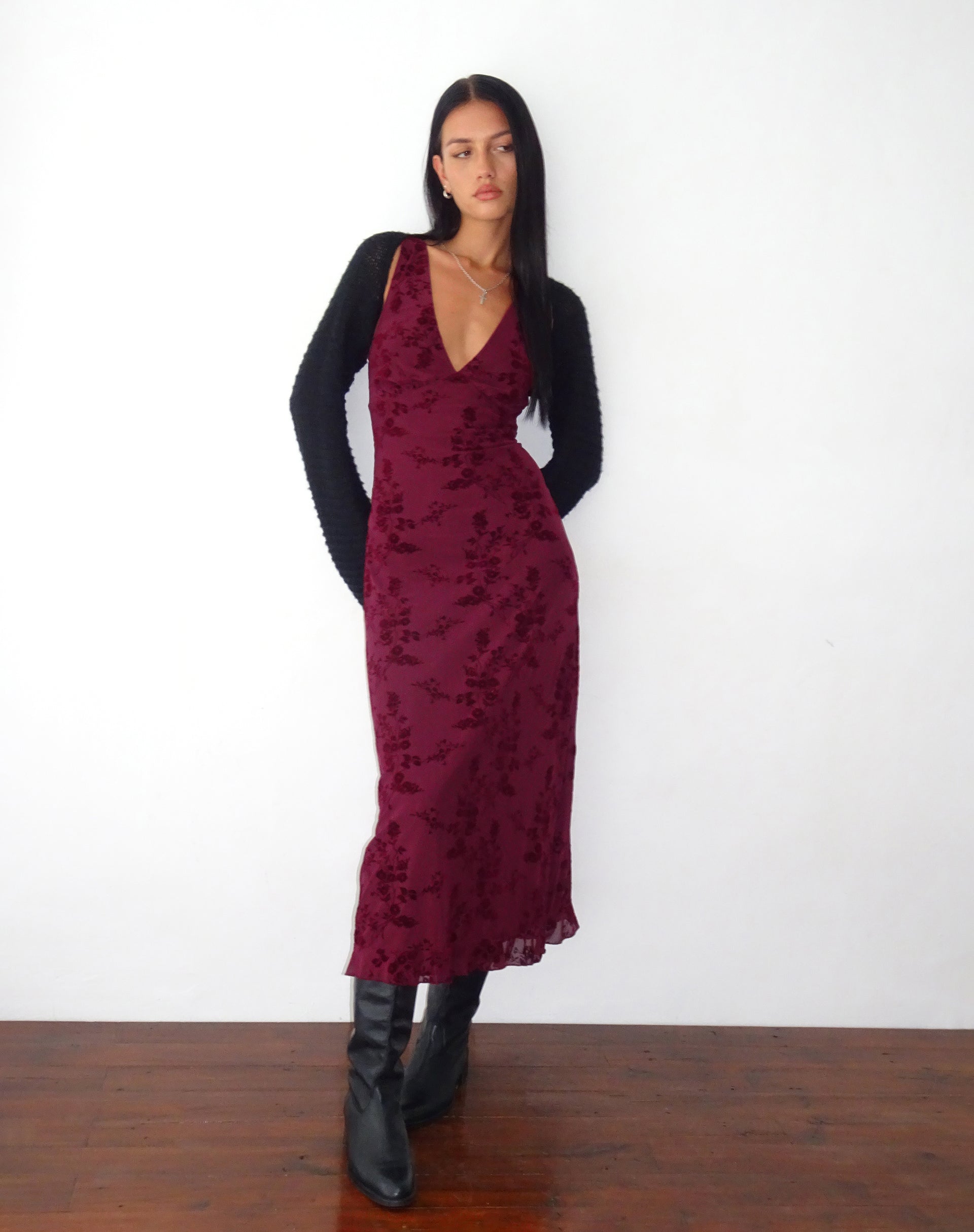 Anika - Botanical Floral Elegant Midi Dress Women