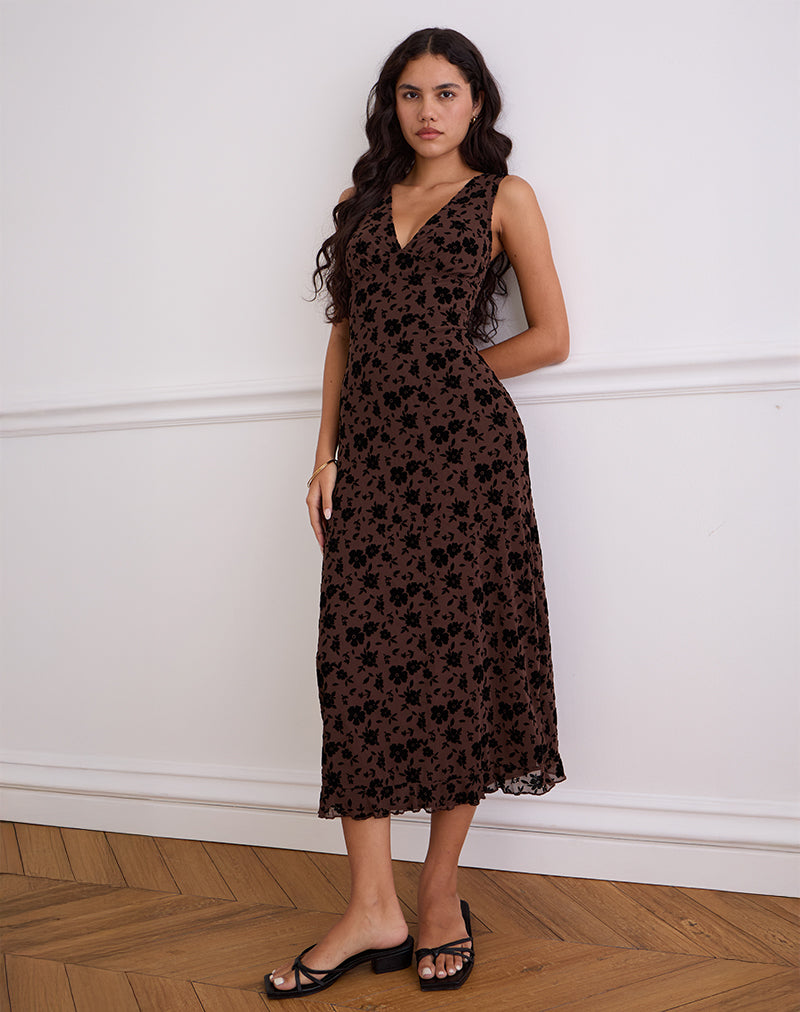 Anika - Botanical Floral Elegant Midi Dress Women