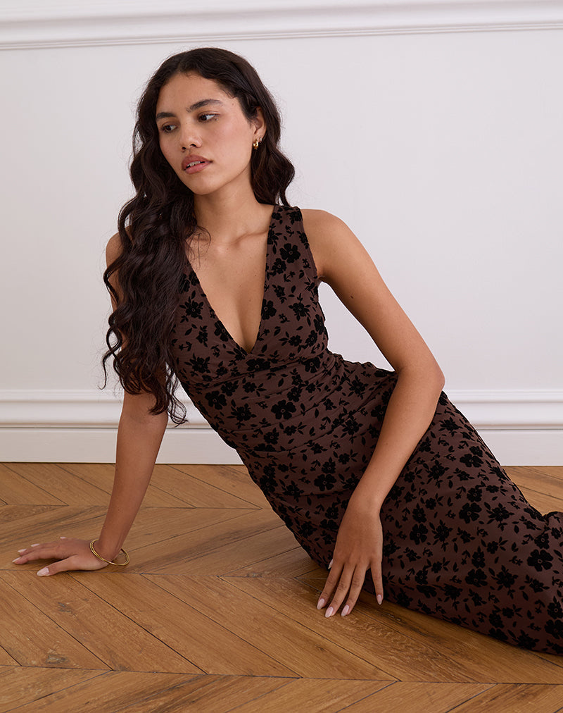 Anika - Botanical Floral Elegant Midi Dress Women