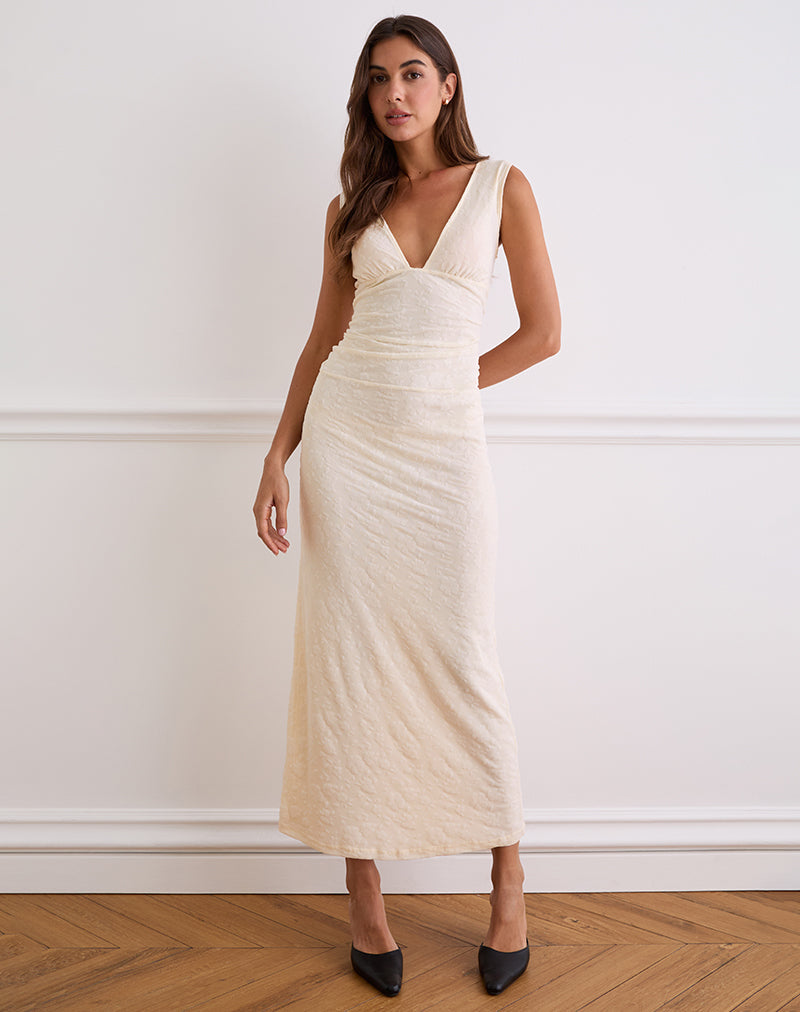 Brooke - Cream Floral Elegant Maxi Dress