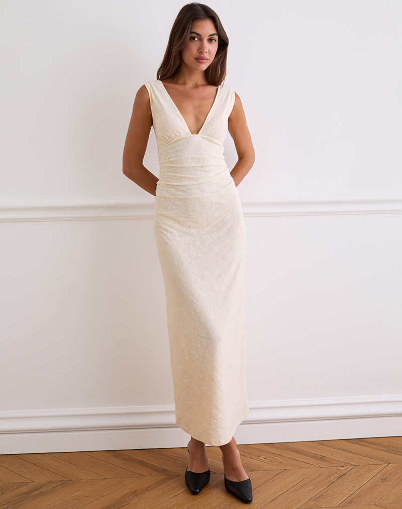Brooke - Cream Floral Elegant Maxi Dress