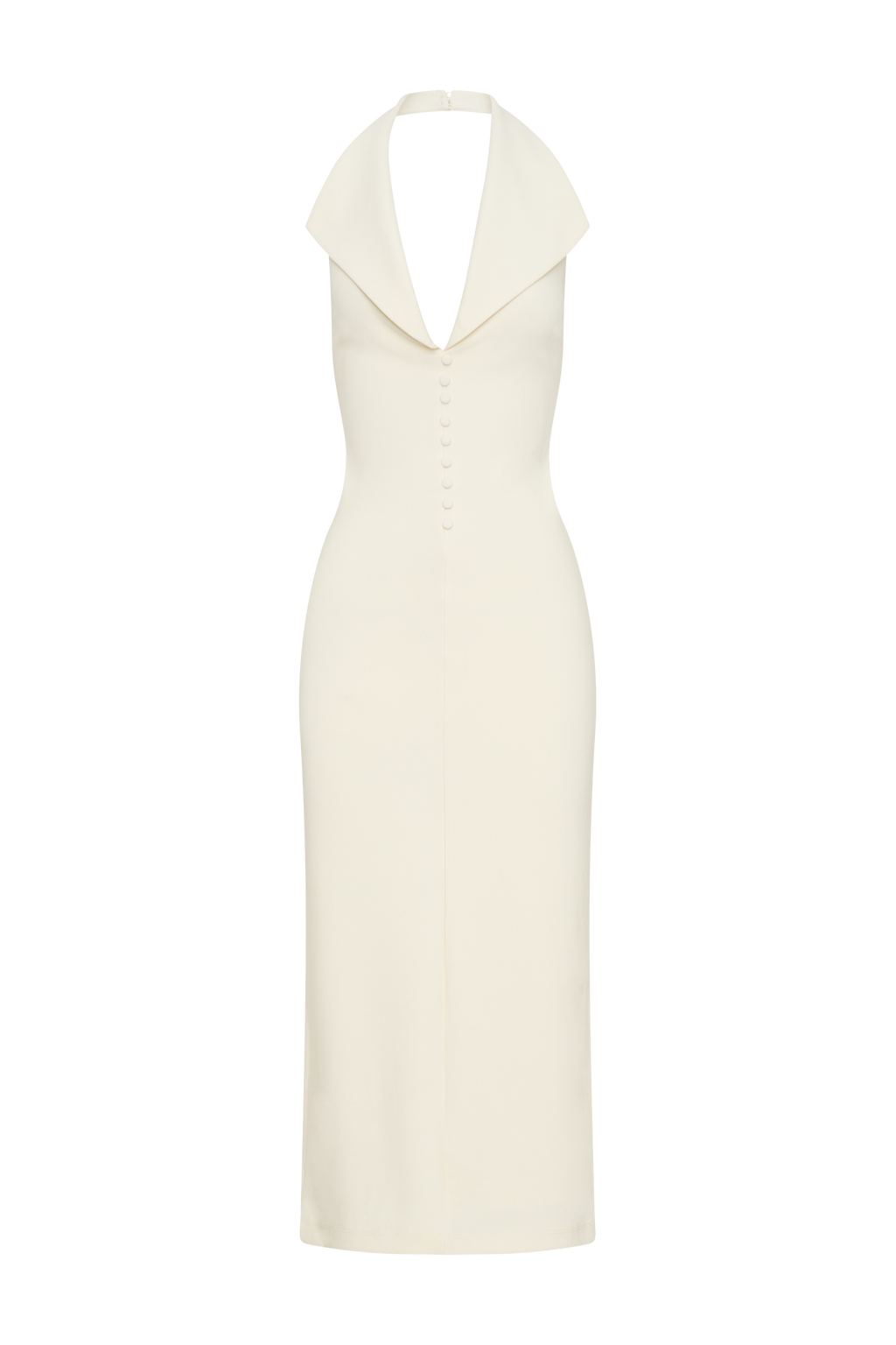 Catherine - Ivory Halter Elegant Midi Dress
