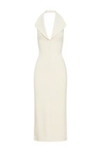 Catherine - Ivory Halter Elegant Midi Dress