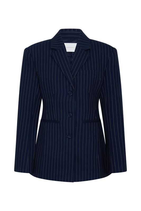 Carmen - Navy Pinstripe Pleated Set Women