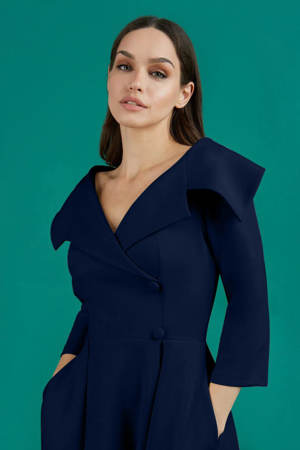 Hayley - Oversized Collar Swing Dress Elegant Style