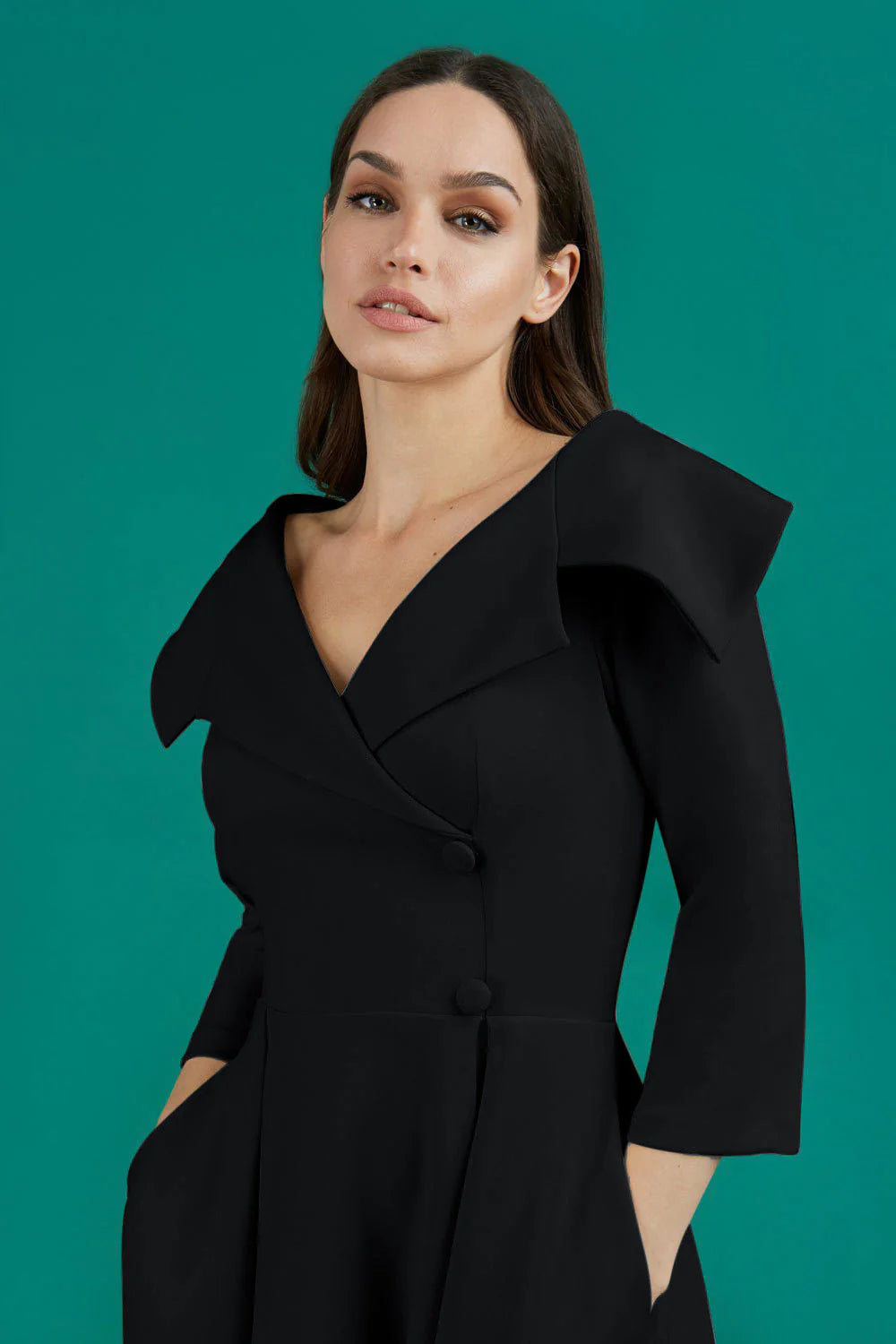 Hayley - Oversized Collar Swing Dress Elegant Style
