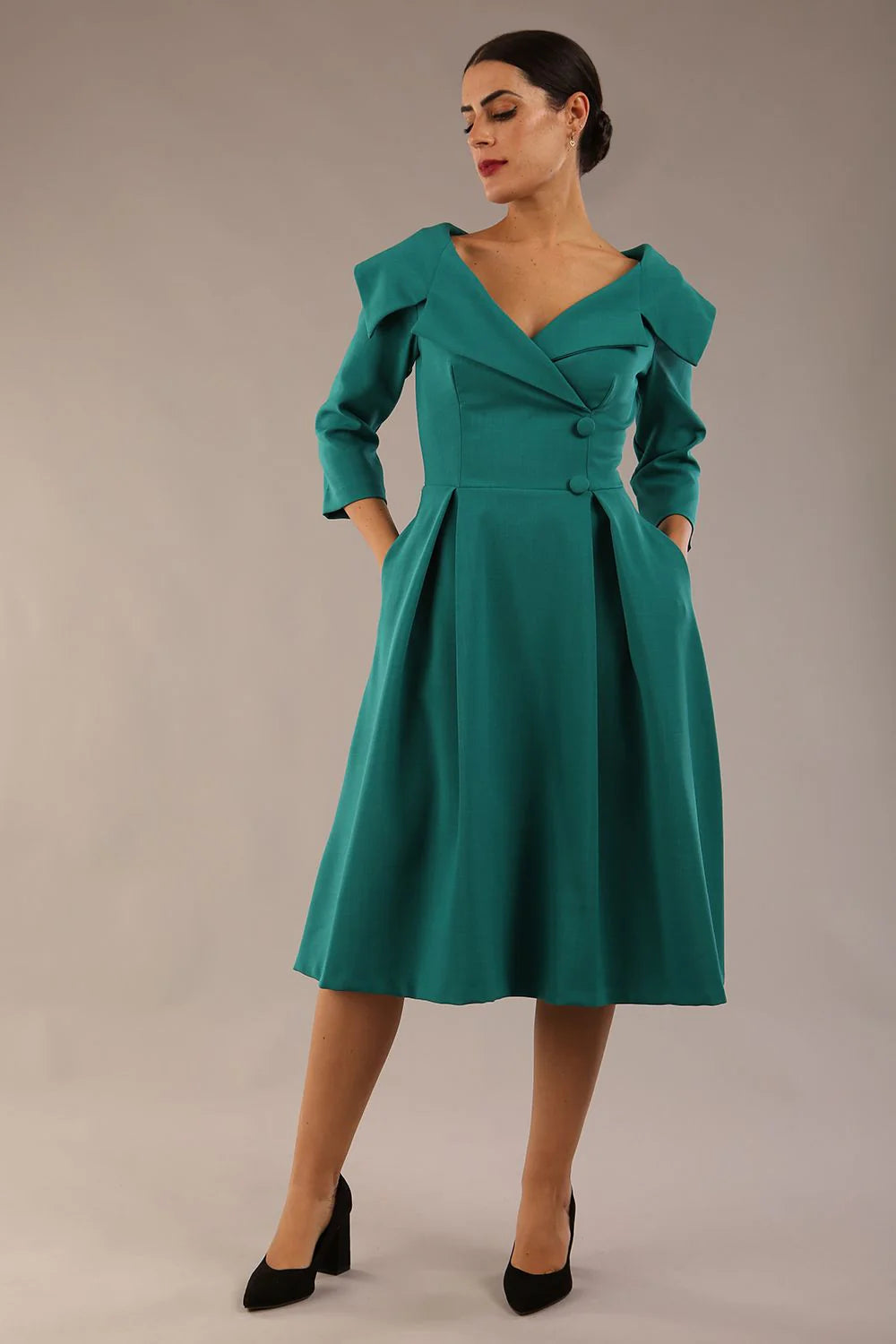 Hayley - Oversized Collar Swing Dress Elegant Style