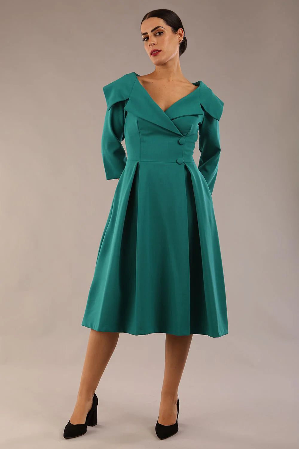 Hayley - Oversized Collar Swing Dress Elegant Style