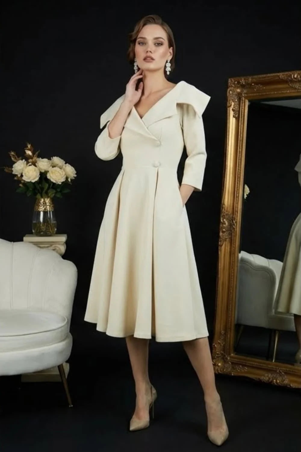 Hayley - Oversized Collar Swing Dress Elegant Style