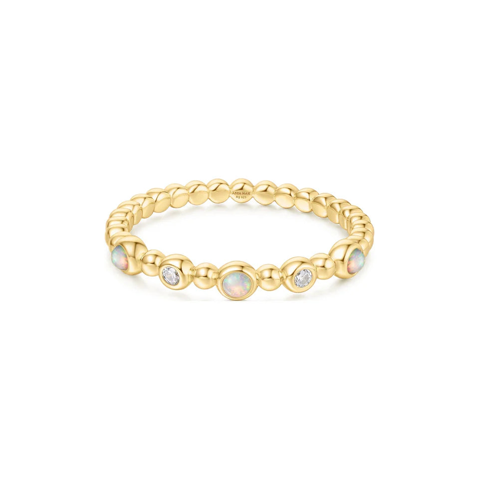 Alaya - Gold Bezel Kyoto Opal Beaded Ring for Women