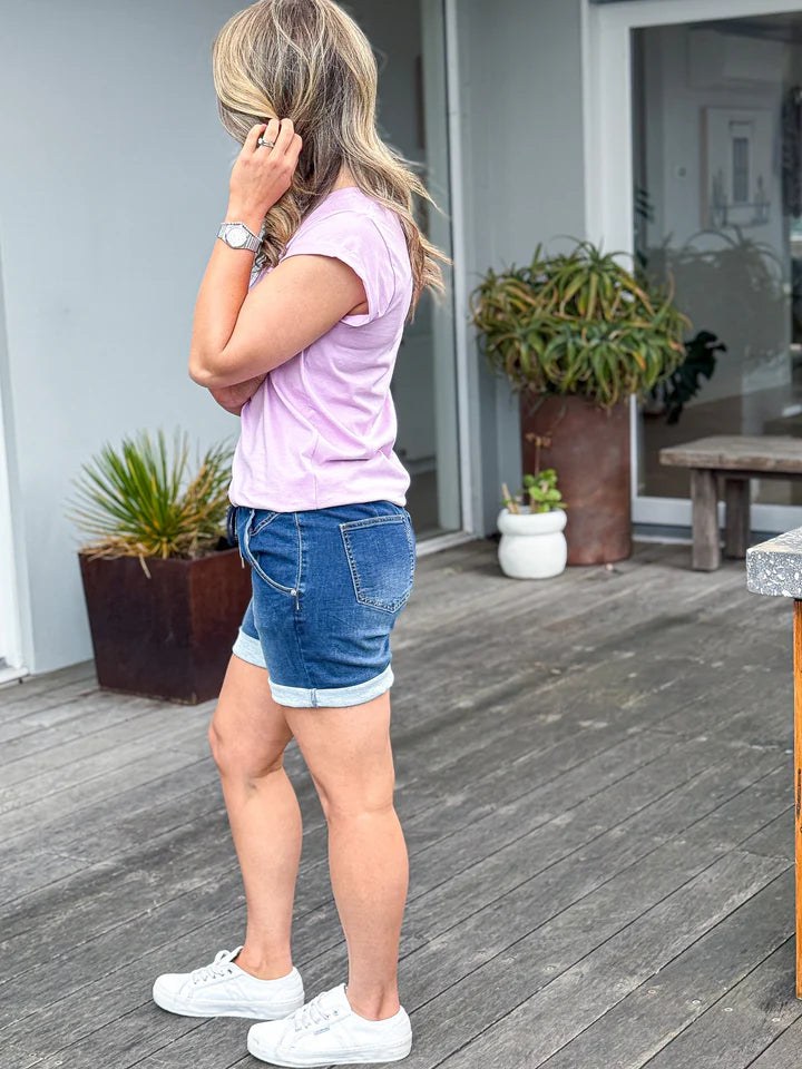 Anthea - Dark Denim Casual Everyday Shorts