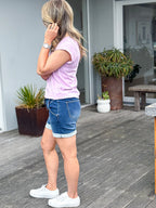 Anthea - Dark Denim Casual Everyday Shorts