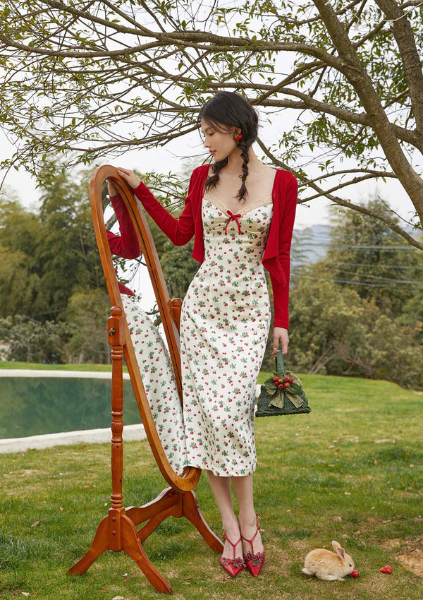 Kayla - Strawberry Farm Elegant Midi Dress Women