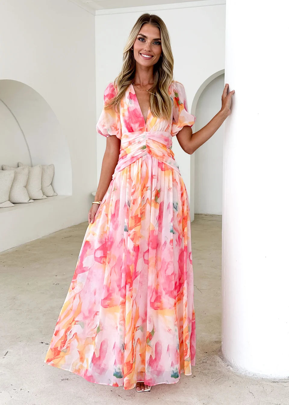 Emma - Ocean Flora Elegant Women’s Maxi Dress