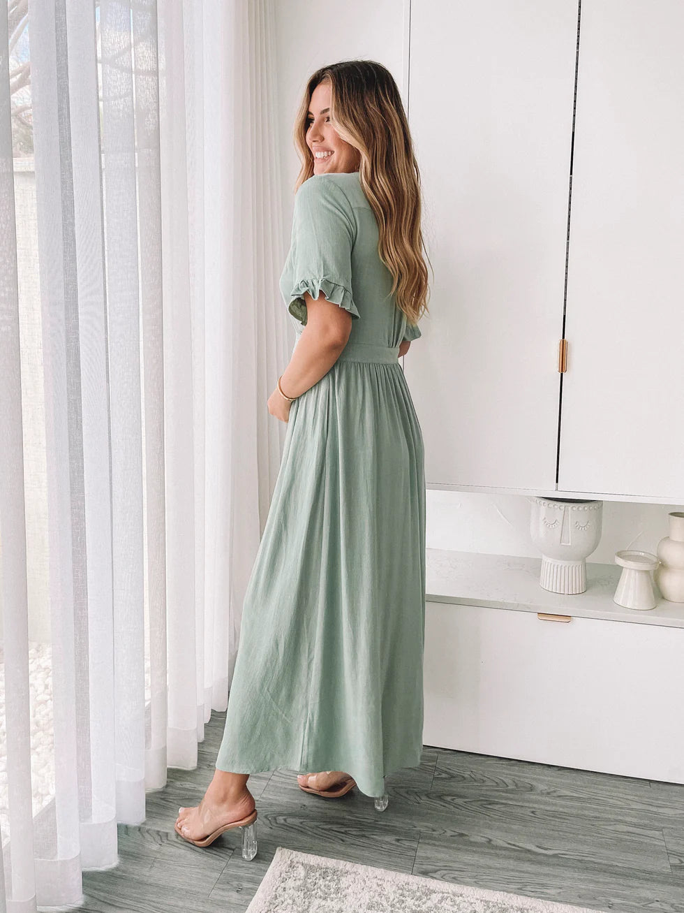 Evie - Sage Elegant Dress for Women