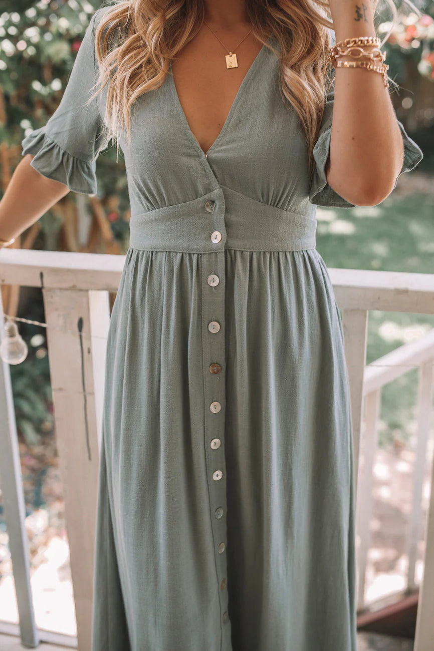 Evie - Sage Elegant Dress for Women