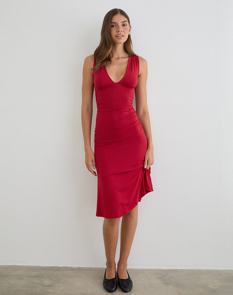 Angela - Elegant Adrenaline Tone Midi Dress Women