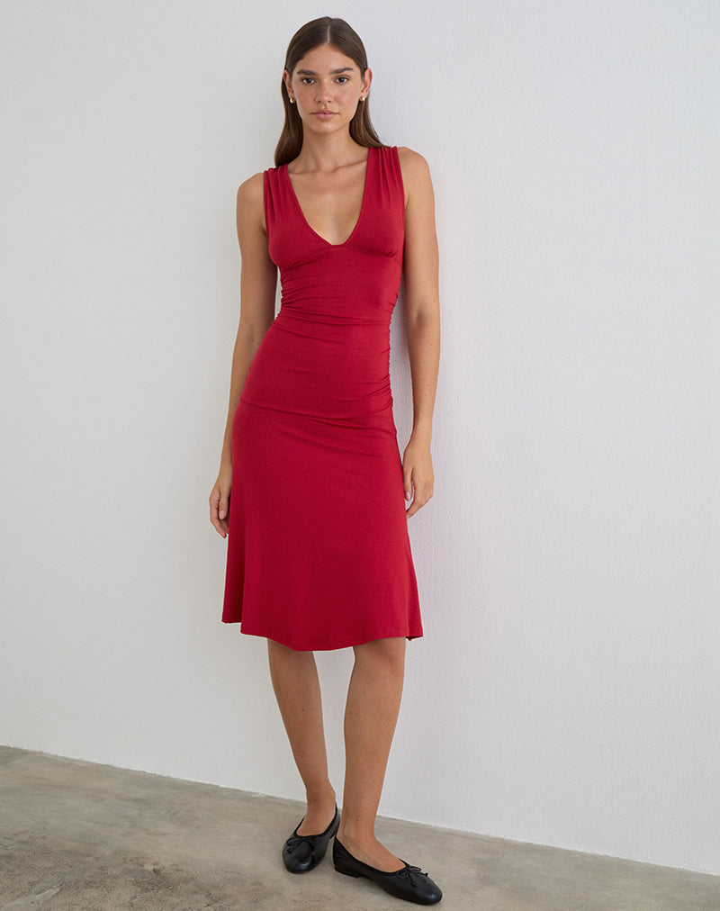 Angela - Elegant Adrenaline Tone Midi Dress Women