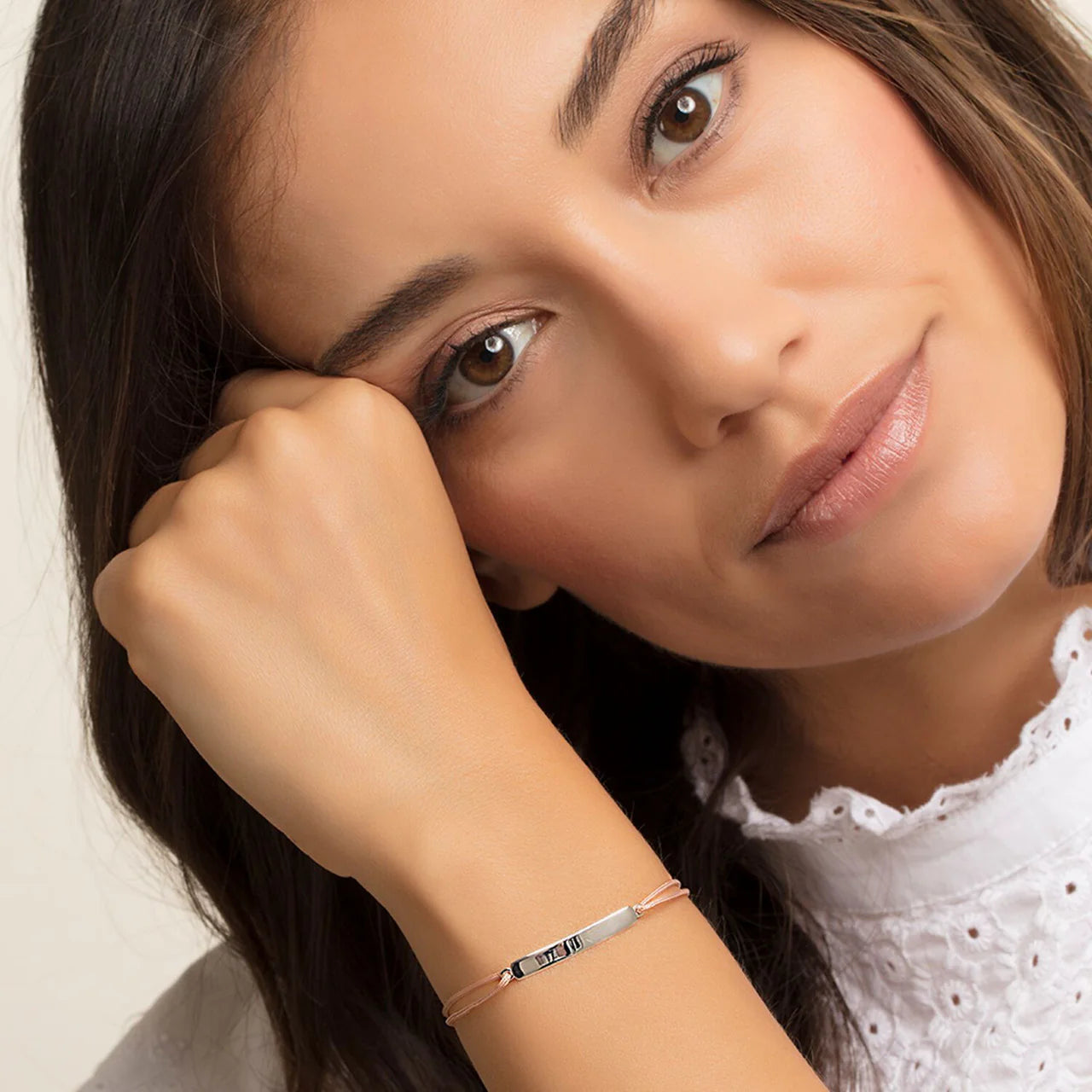 Aleah - Beige Engravable Plate Bracelet for Women