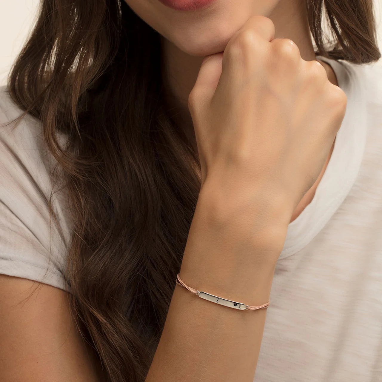 Aleah - Beige Engravable Plate Bracelet for Women