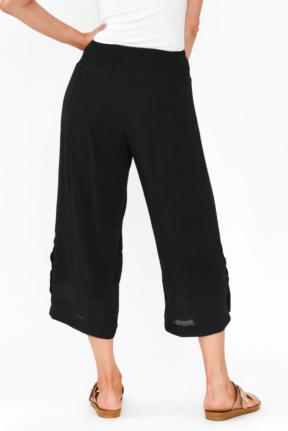 Mia - Womens Button Detail Casual Everyday Pants