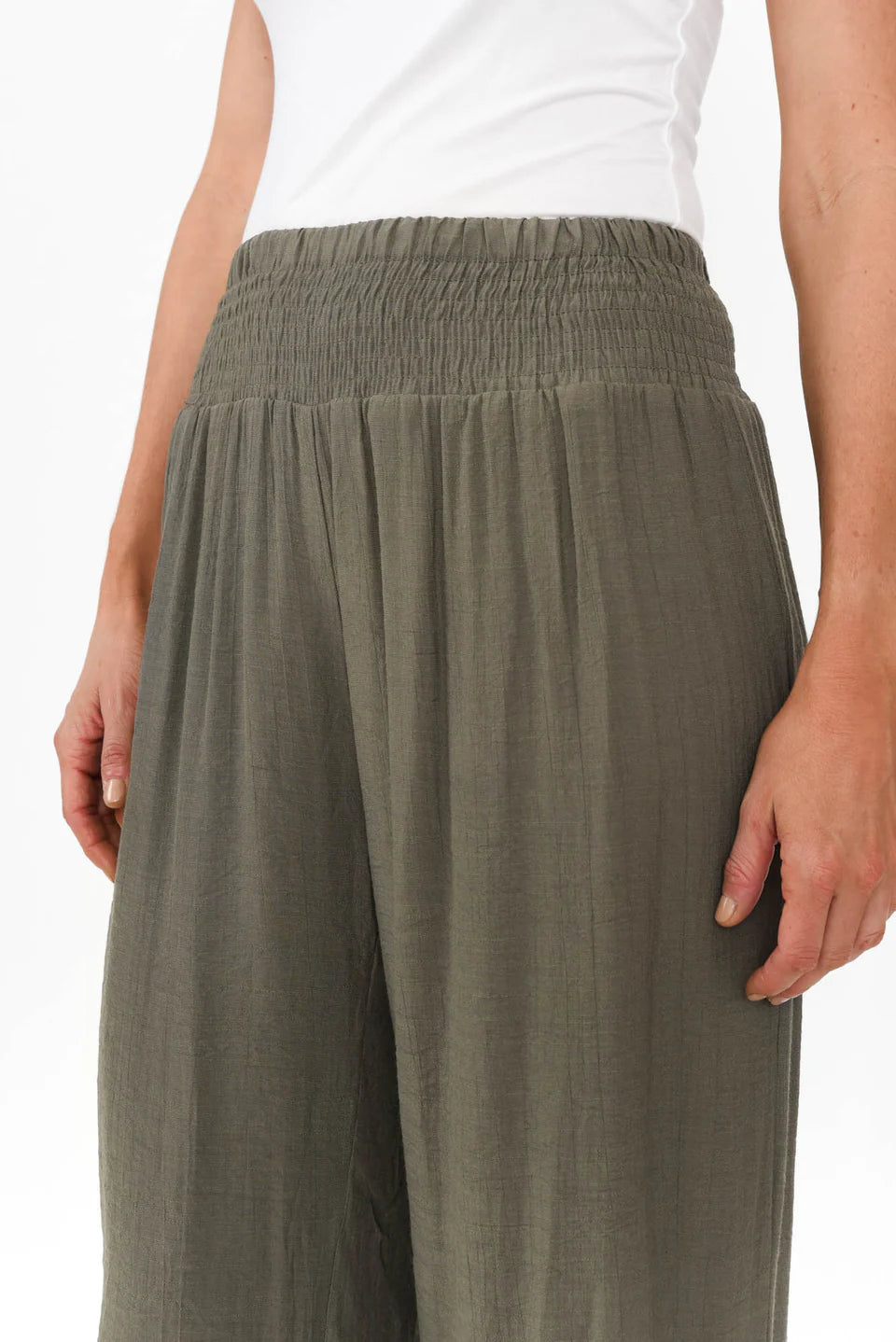Mia - Womens Button Detail Casual Everyday Pants