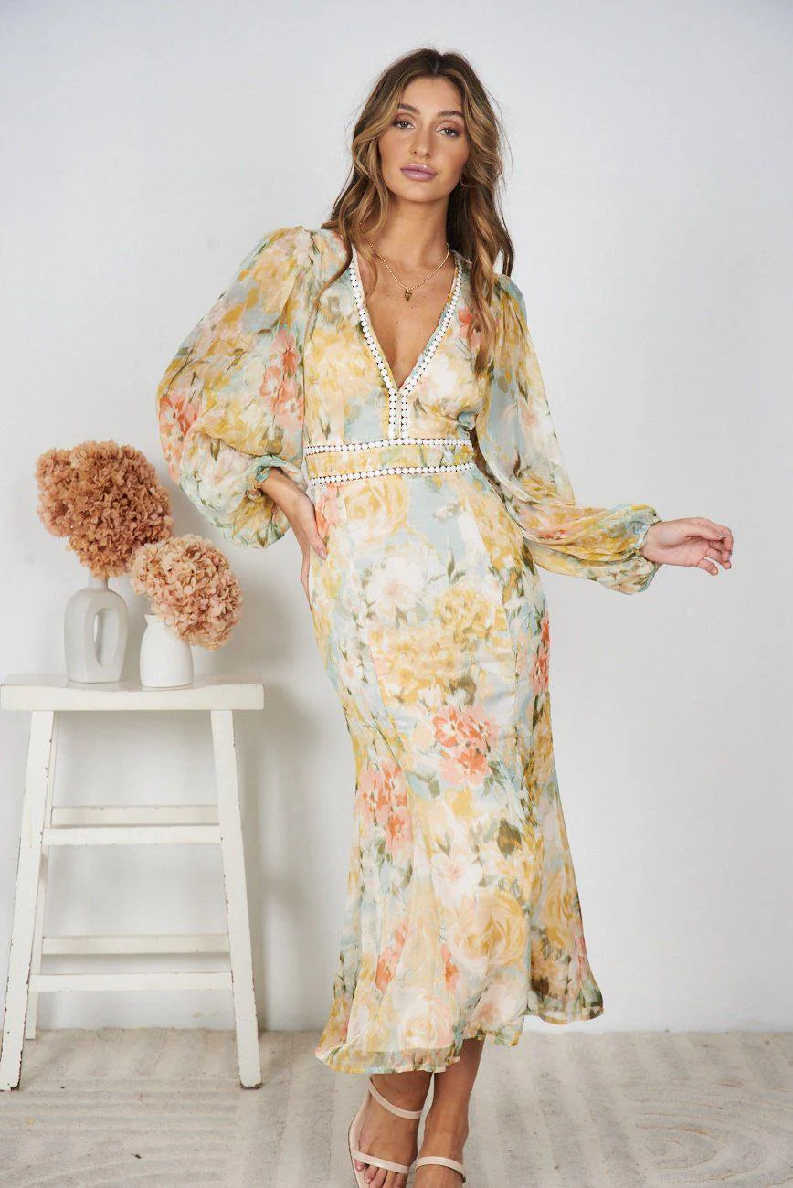 Ella - Floral Print Elegant Dress for Women