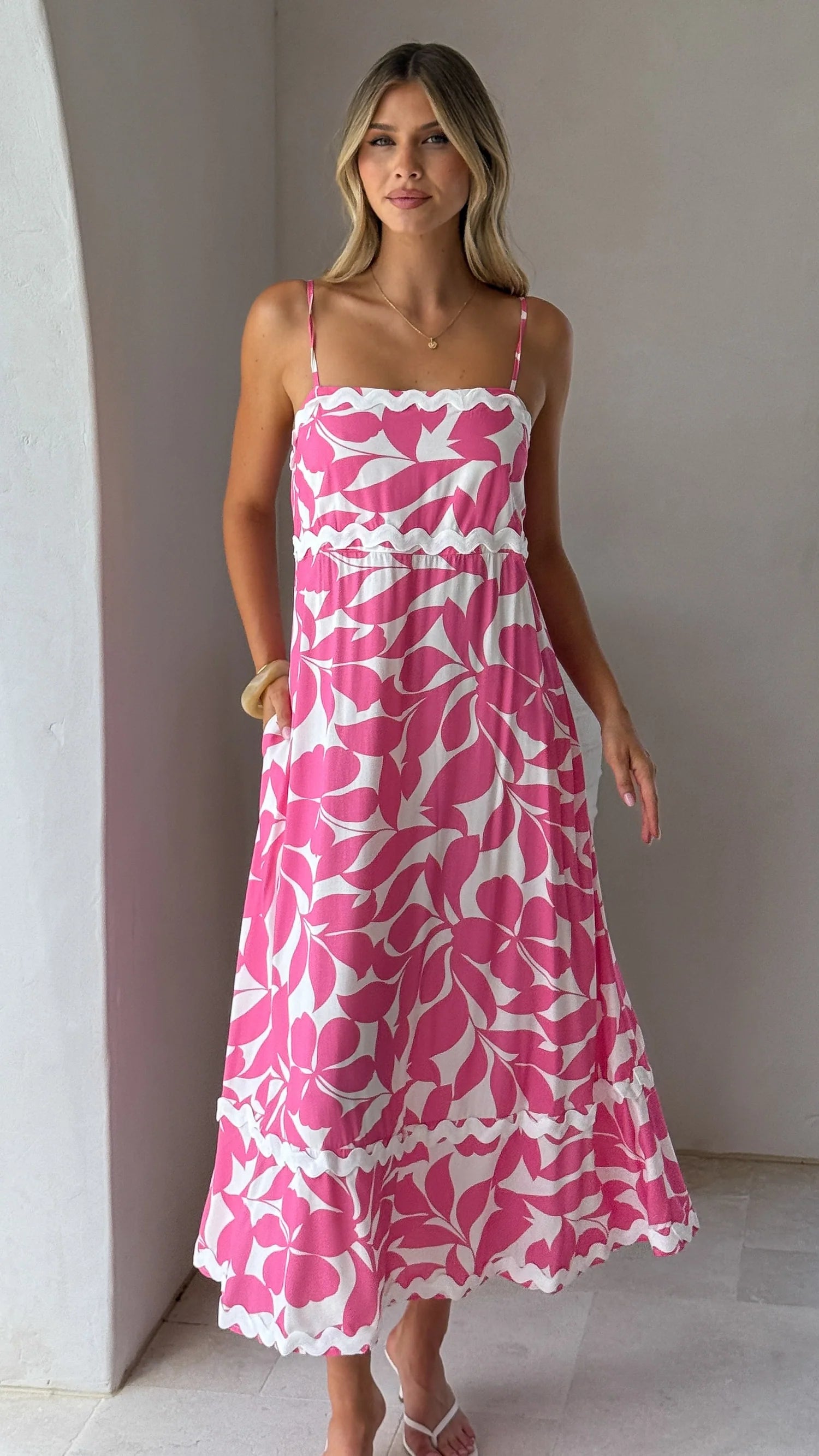 Daisy - Blue White Elegant Midi Dress for Women