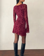 Ariana - Long Sleeve Floral Mini Dress Women