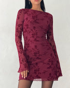 Ariana - Long Sleeve Floral Mini Dress Women