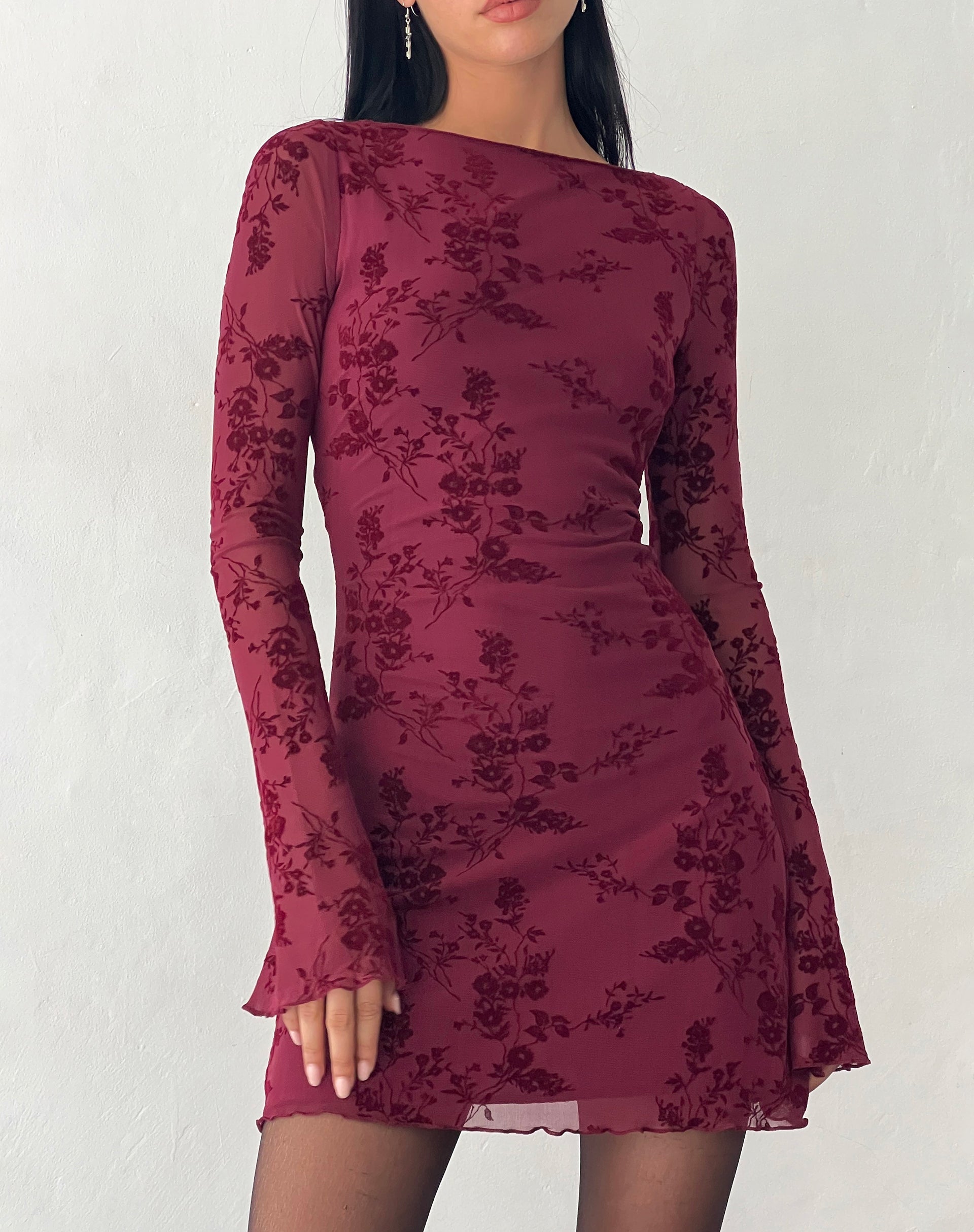 Ariana - Long Sleeve Floral Mini Dress Women