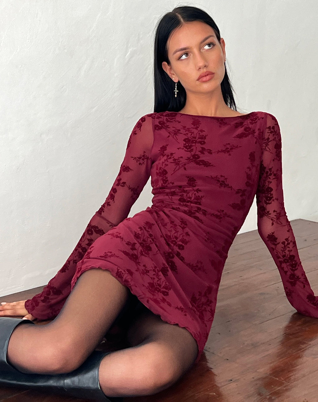 Ariana - Long Sleeve Floral Mini Dress Women