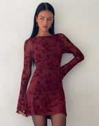 Ariana - Long Sleeve Floral Mini Dress Women