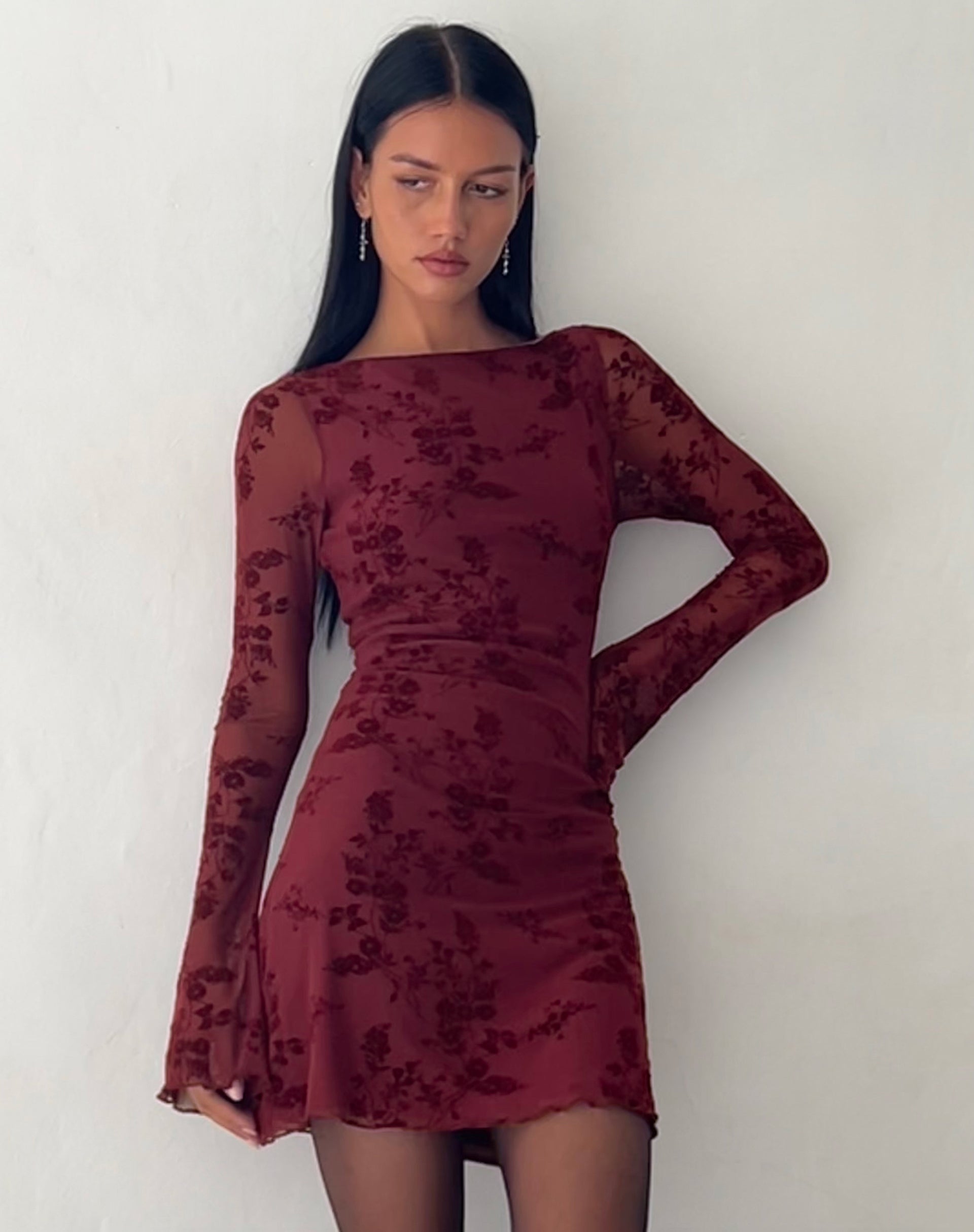 Ariana - Long Sleeve Floral Mini Dress Women