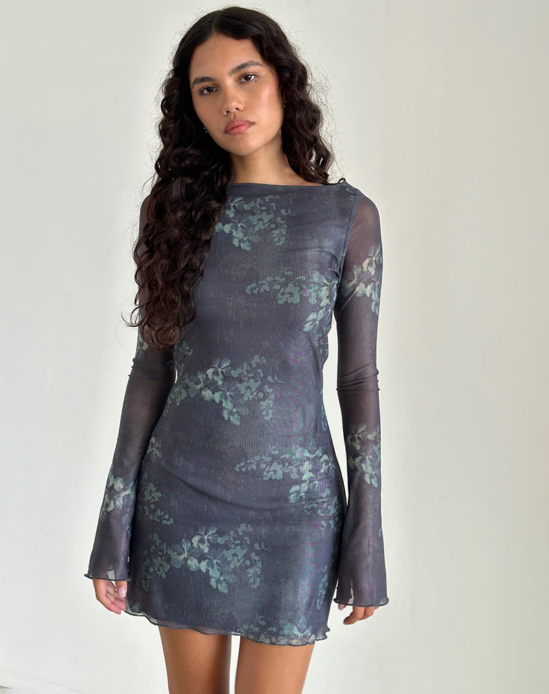 Ariana - Long Sleeve Floral Mini Dress Women