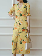 Arielle - Floral Printed Maxi Dress Women Elegant