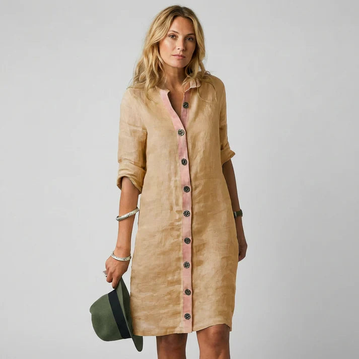 Hannah - Womens Button Closure Stylish Casual Dress